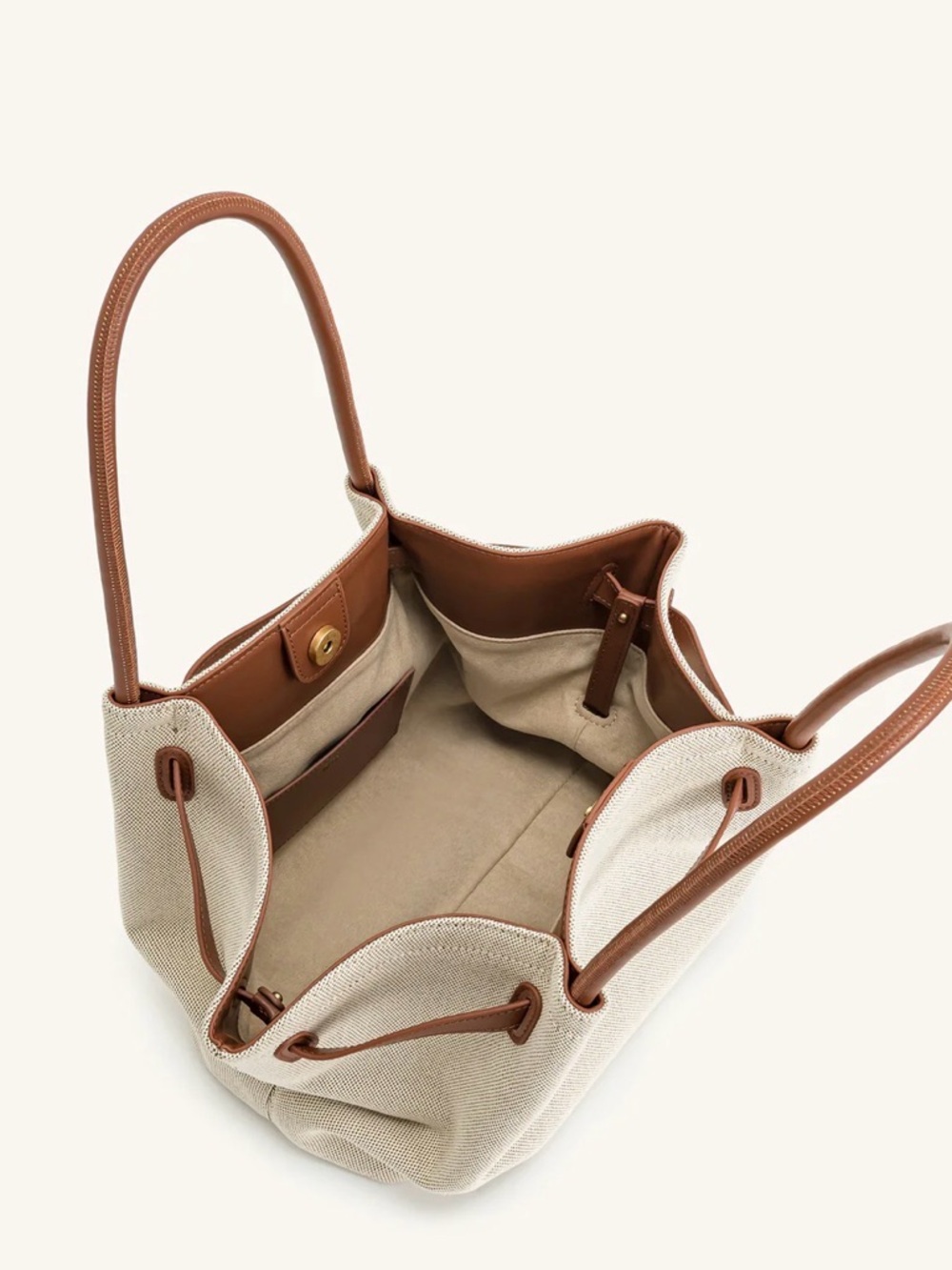 JW PEI- Hana Medium Tote Bag - Canvas and brown trim - Picture 8 of 10